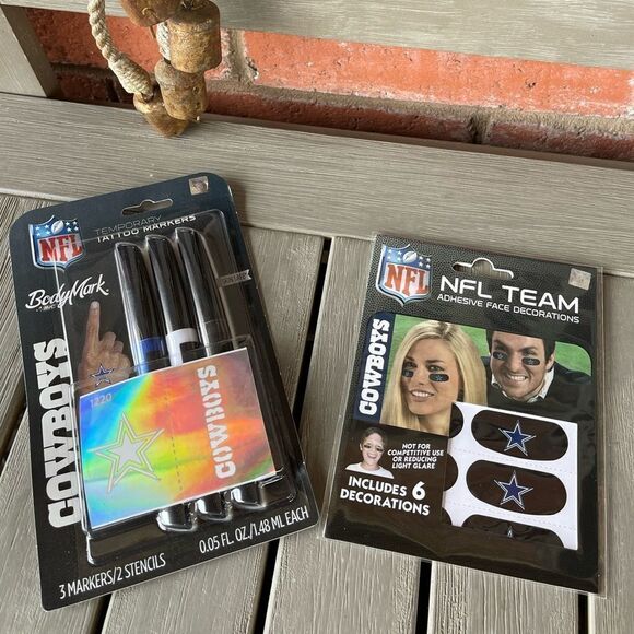 DALLAS Cowboys Official Tattoo Stencil Set & Temporary Under Eye Patches - Picture 1 of 5
